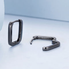 Squared Black Hoop Earrings - Lullaboo
