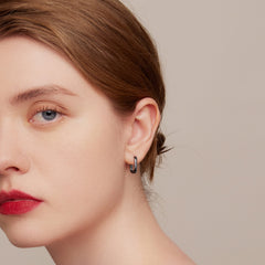 Squared Black Hoop Earrings - Lullaboo