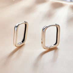 Squared Silver Hoop Earrings - Lullaboo