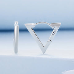 Silver Triangle Hoop Earrings - Lullaboo