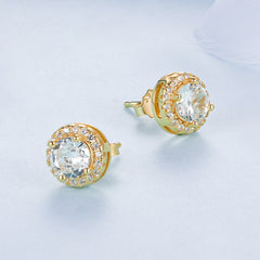 CZ Gold Circle Stud Earrings - Lullaboo