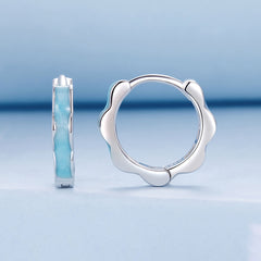 Blue Wavy Hoop Earrings - Lullaboo