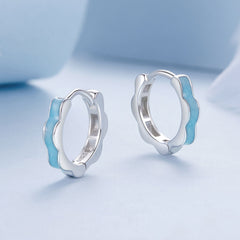 Blue Wavy Hoop Earrings - Lullaboo