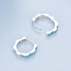 Blue Wavy Hoop Earrings - Lullaboo