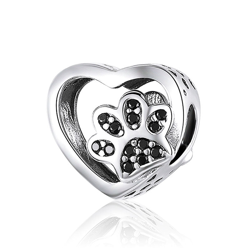 Black Paw Heart Charm - Lullaboo