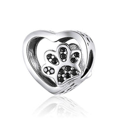 Black Paw Heart Charm - Lullaboo