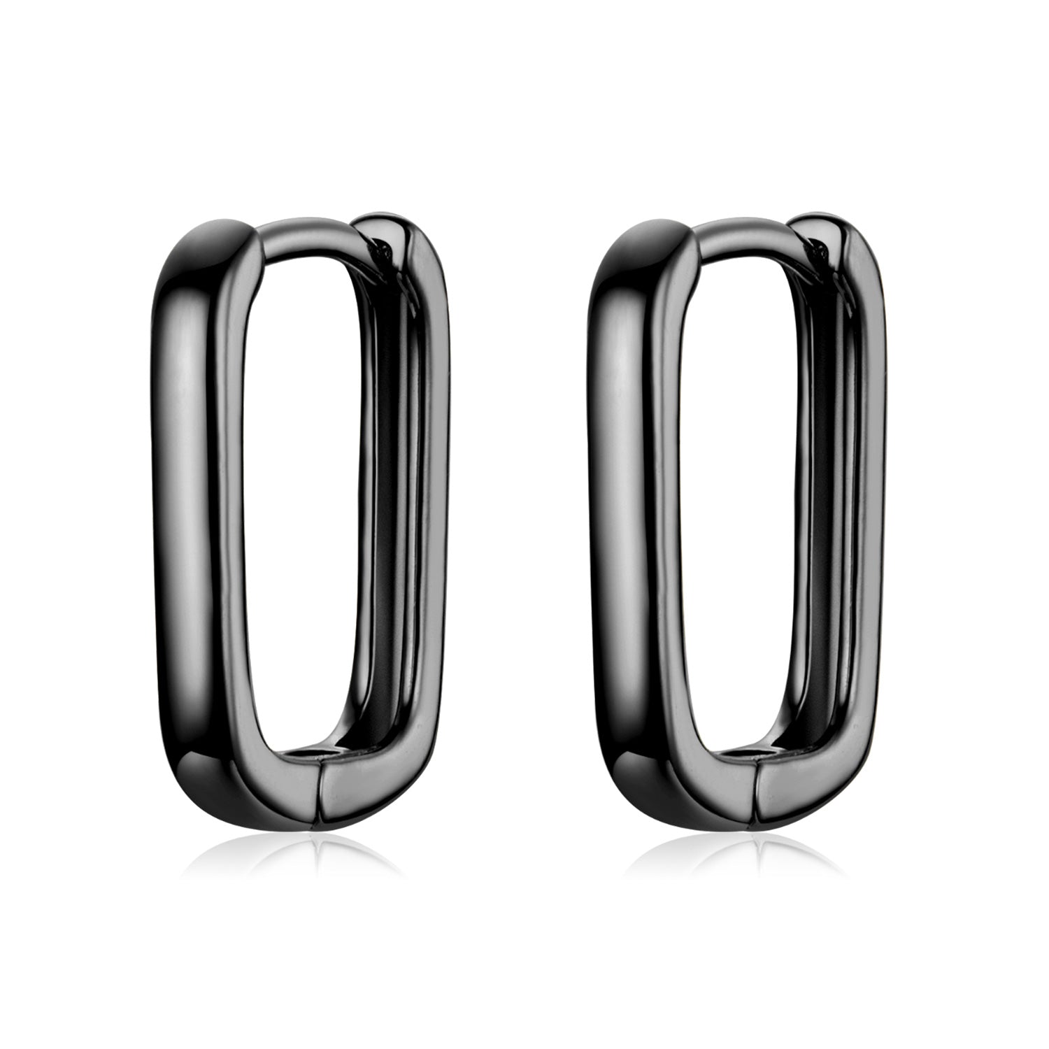 Squared Black Hoop Earrings - Lullaboo