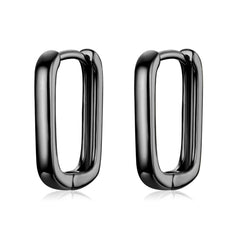 Squared Black Hoop Earrings - Lullaboo