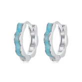 Blue Wavy Hoop Earrings - Lullaboo