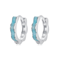 Blue Wavy Hoop Earrings - Lullaboo