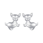 Silver Chihuahua Stud Earrings - Lullaboo