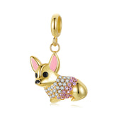 Gold Corgi Dangle Charm - Lullaboo