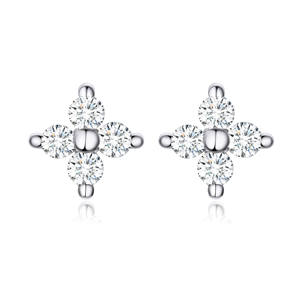 Silver CZ Cross Stud Earrings - Lullaboo