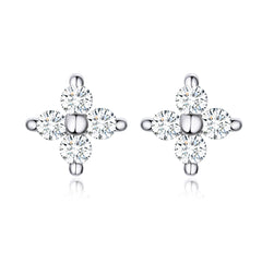 Silver CZ Cross Stud Earrings - Lullaboo