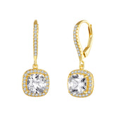 Square Gold CZ Drop Earrings - Lullaboo