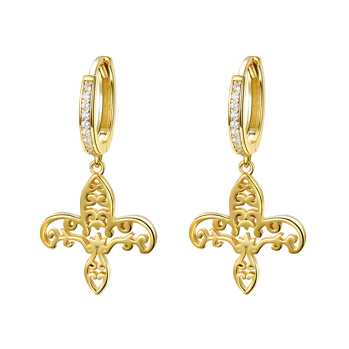 Gold Iris Dangly Earrings - Lullaboo