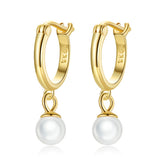 Gold Hoop With Pearl Drop Earrings