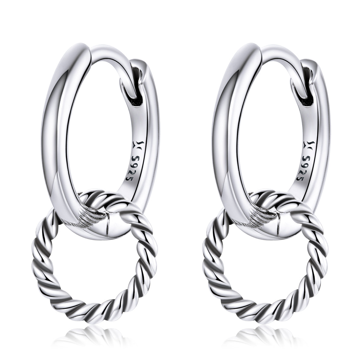 Silver Circle Dangle Hoop Earrings - Lullaboo