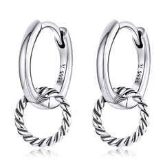 Silver Circle Dangle Hoop Earrings - Lullaboo