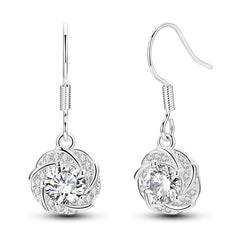 Swirl CZ Drop Earrings