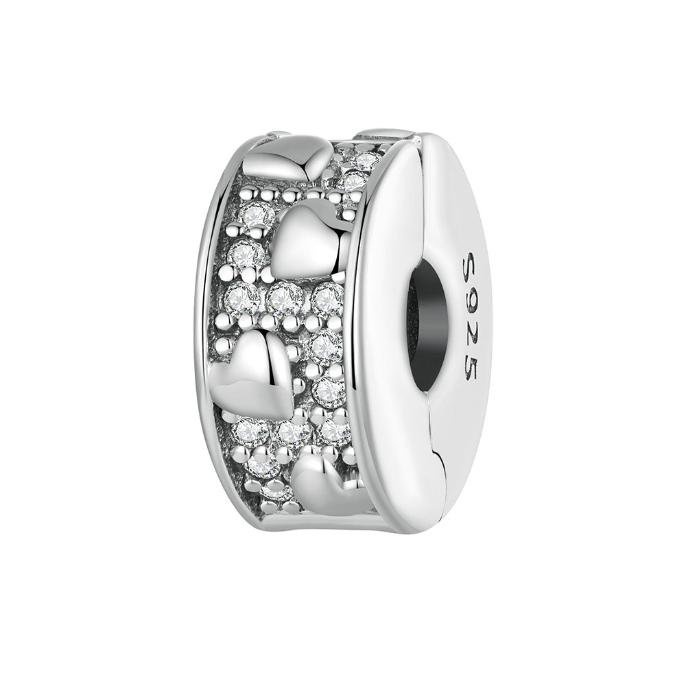 Silver Heart & CZ Clip Charm - Lullaboo