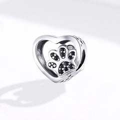 Black Paw Heart Charm - Lullaboo