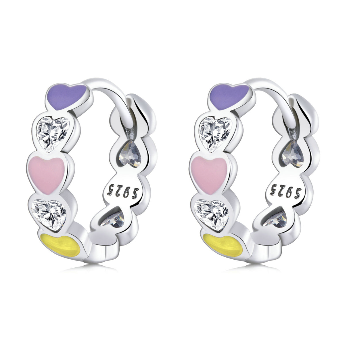 Rainbow Heart Hoop Earrings - Lullaboo