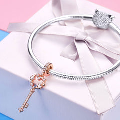 Rose Gold Key Dangle Charm - Lullaboo