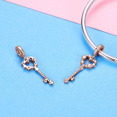 Rose Gold Key Dangle Charm - Lullaboo