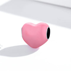 Pink Enamel Heart Charm - Lullaboo
