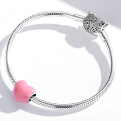 Pink Enamel Heart Charm - Lullaboo