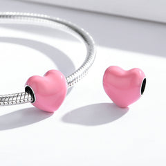 Pink Enamel Heart Charm - Lullaboo