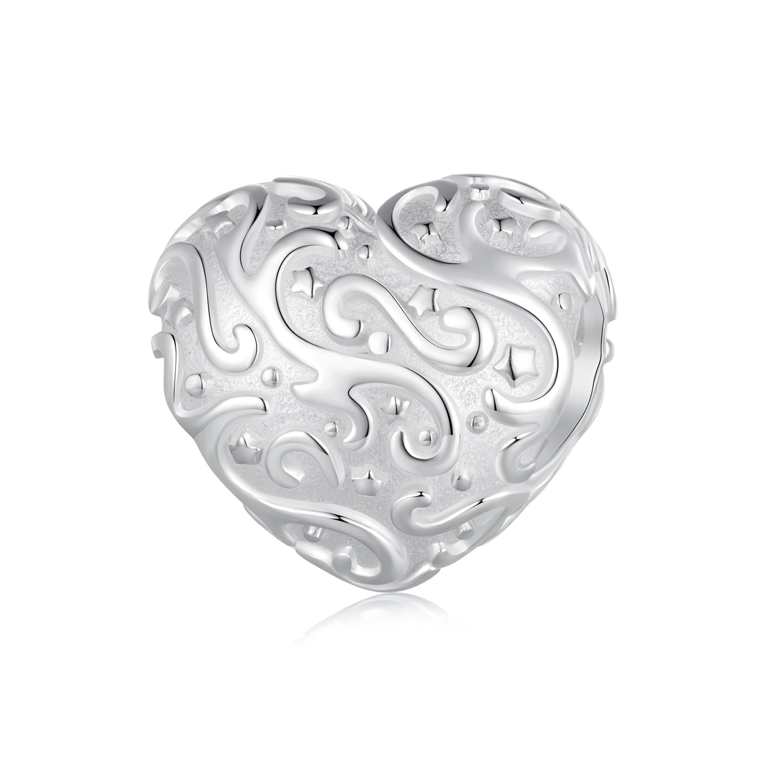 Embossed Silver Heart Charm - Lullaboo