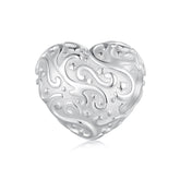 Embossed Silver Heart Charm - Lullaboo