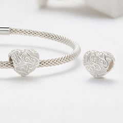 Embossed Silver Heart Charm - Lullaboo