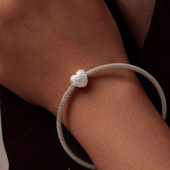 Embossed Silver Heart Charm - Lullaboo