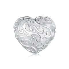 Embossed Silver Heart Charm - Lullaboo