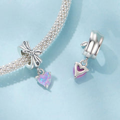 Bow & Pink Heart Charm - Lullaboo