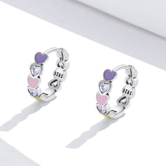 Rainbow Heart Hoop Earrings - Lullaboo