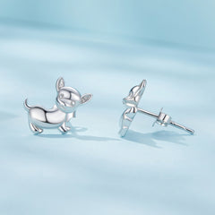 Silver Chihuahua Stud Earrings - Lullaboo
