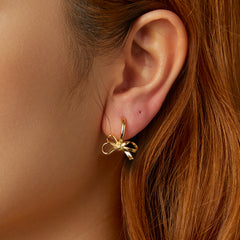 Gold Dangly Bow Earrings - Lullaboo