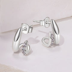 Geometric Double Layer CZ Stud Earrings