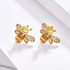 Gold Bee Stud Earrings - Lullaboo