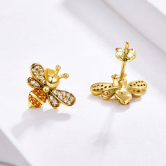 Gold Bee Stud Earrings - Lullaboo