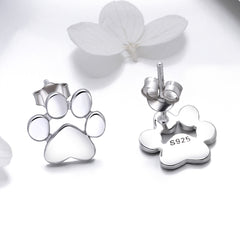 Silver Paw Print Stud Earrings - Lullaboo