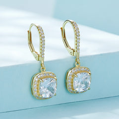 Square Gold CZ Drop Earrings - Lullaboo