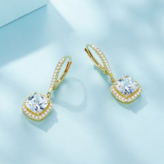 Square Gold CZ Drop Earrings - Lullaboo