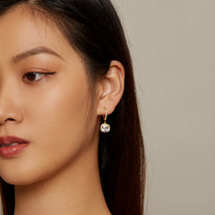 Square Gold CZ Drop Earrings - Lullaboo