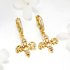 Gold Iris Dangly Earrings - Lullaboo