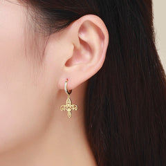 Gold Iris Dangly Earrings - Lullaboo